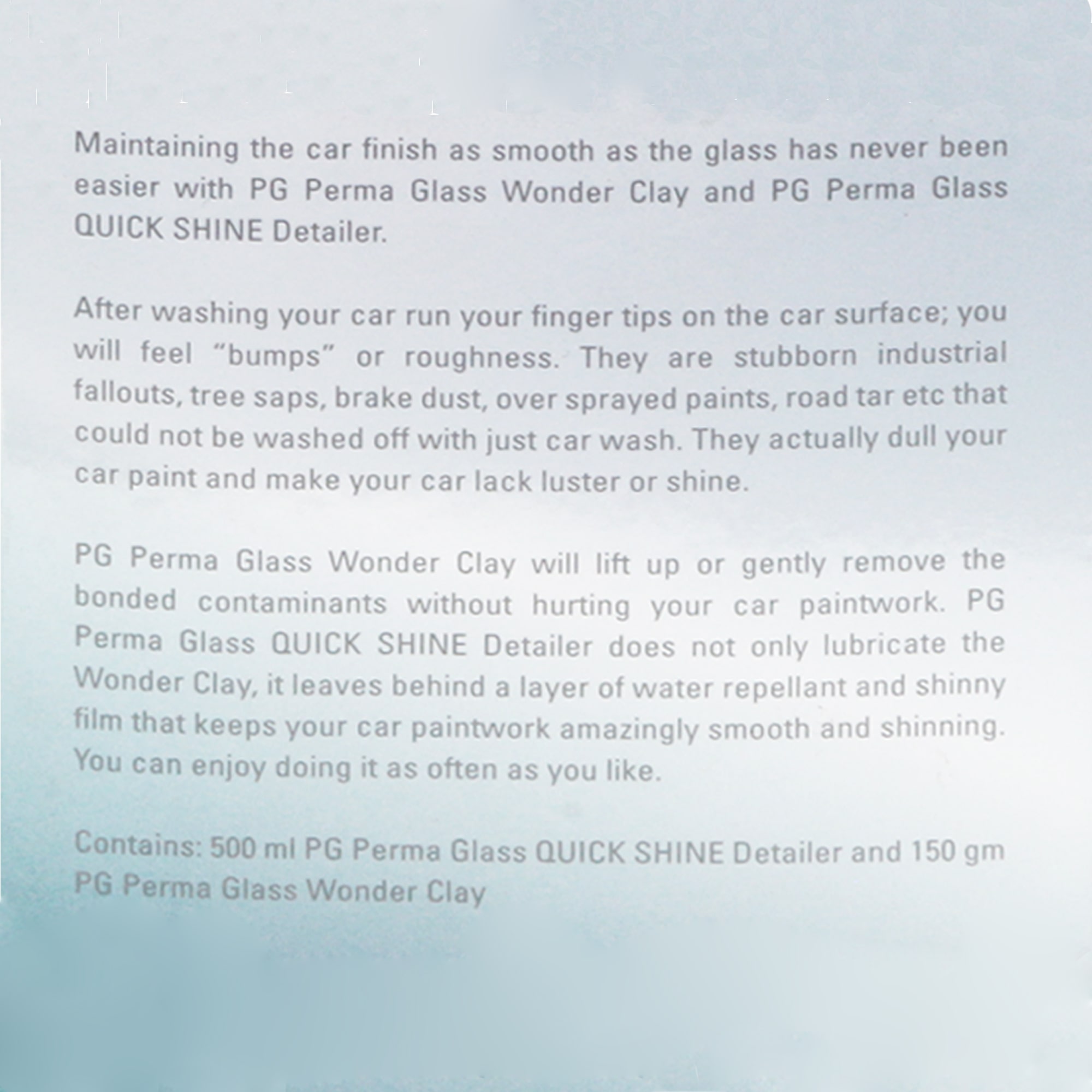 PG PERMA GLASS QUICK SHINE DETAILER WITH WONDER CLAY | KIT SET - Image 5
