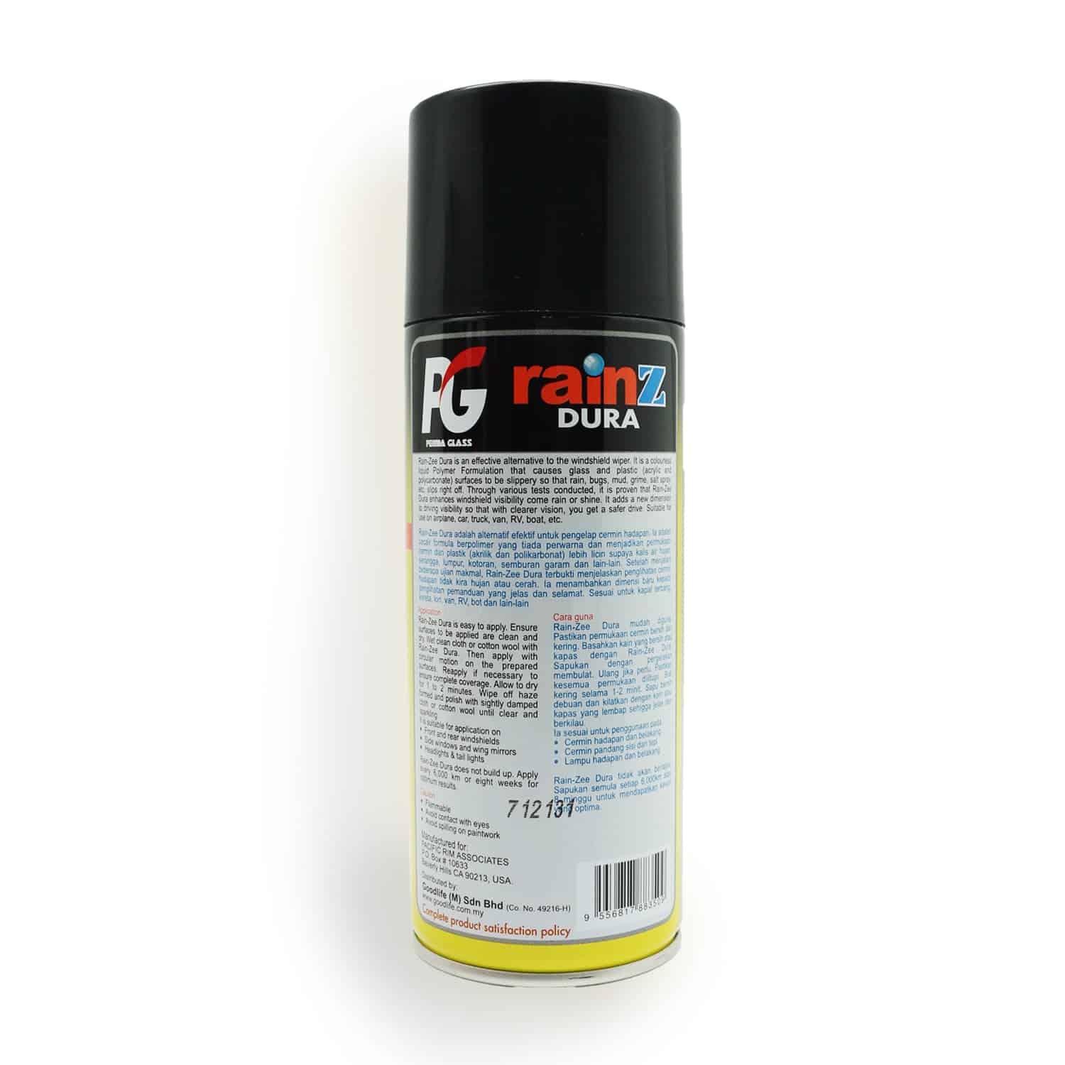 PG PERMA GLASS RAIN-Z RAIN REPELLENT WINDSHIELD 400ML (AEROSOL) - Image 2